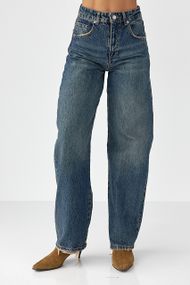 Жіночі джинси Baggy зі рваним низом - синій цвет, 36р (є розміри)