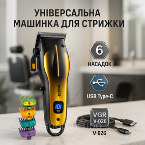Домашняя машинка аккумуляторная для стрижки волос VGR V-026, Триммер для стрижки волос мощный EI-65