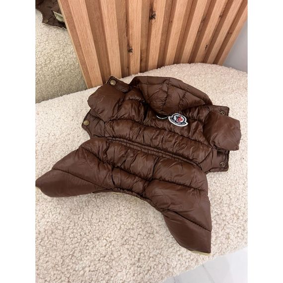 Брендовый зимний комбинезон для собак MONCLER , коричневый
