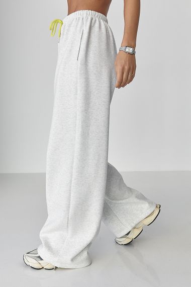 Утеплені однотонні спортивні штани - світло-сірий цвет, L (є розміри) | Зображення 3