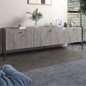 Тумба під телевізор на 3 шухляди LION Wood з чорними ніжками 160х65х40 см Шварцвальд (LION-043105)