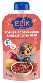 Пюре овощно-мясное Борщ с говядиной Elfik Magic 110 г х 9 шт