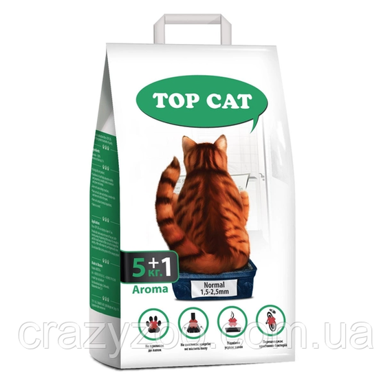 Наполнитель для кошачьего туалета Top Cat Normal бентонитовый с ароматом лаванды 1.5-2.5 мм 5+1 кг 0026 | Зображення 2