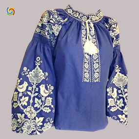 Рубашка Украинская вышиванка  31789 цвет синий размер L/XL