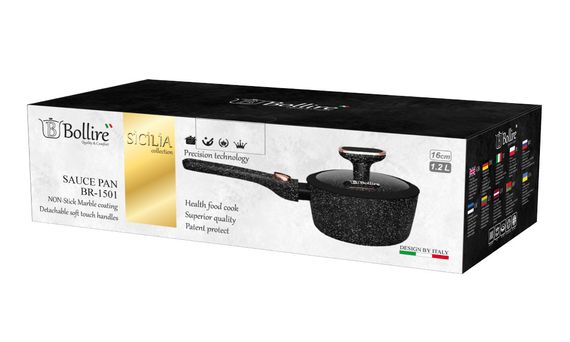 Ковш кухонный Bollire Sicilia BR-1501, 1.2 л, 16 см, алюминиевый с антипригарным покрытием | Зображення 3
