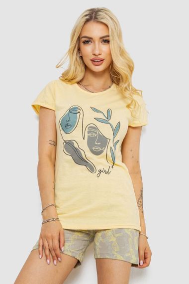 Пижама женская с принтом, цвет желтый, 243R3055