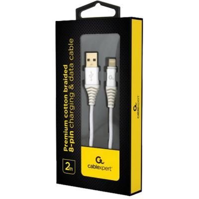 Дата кабель USB 2.0 AM to Lightning 2.0m Cablexpert (CC-USB2B-AMLM-2M-WB2) | Зображення 1