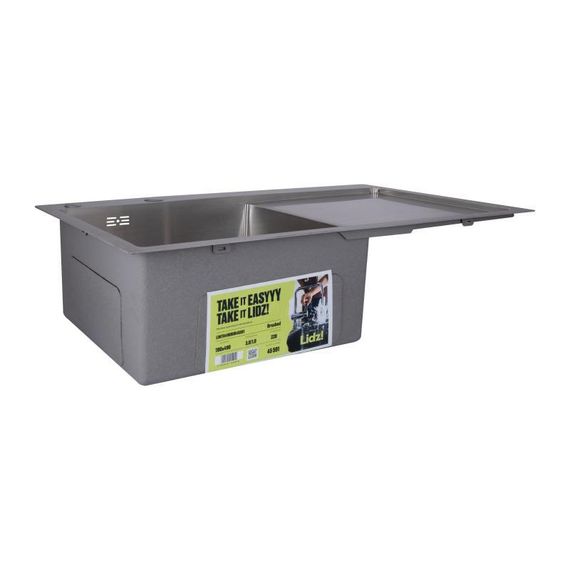 Мойка для кухни интегрированная Lidz Handmade H7849R крыло справа (LDH7849BRUR45591) Brushed Steel 3,0/1,0 мм | Зображення 2
