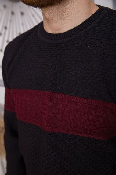 Светр чоловічий, колір чорно-бордовий, 161R730 | Зображення 4