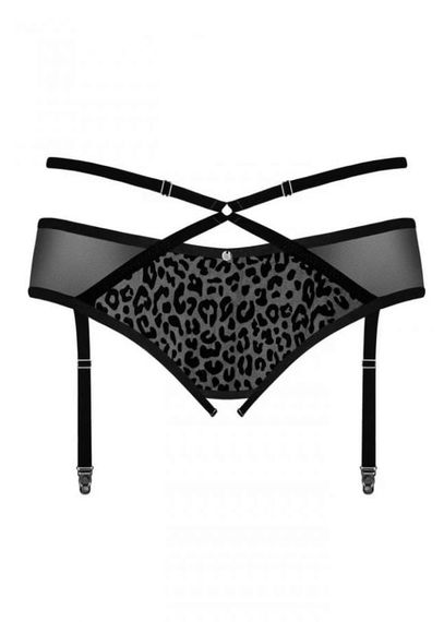 Пояс-стринги для чулок с вырезом Obsessive Jagueria Черный 6XL/7XL