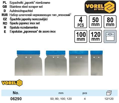Набор шпатель тип японский Польша 50-120 мм нержавейка 4 штуки VOREL-06290