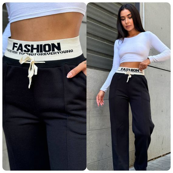 Женские брюки палаццо со стрелками CU383 цвет черный, размер 44 | Зображення 3