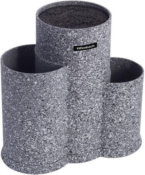 Підставка-колода Ofenbach Grey Marble для кухонних ножів 23х13х22см, потрійна кругла
