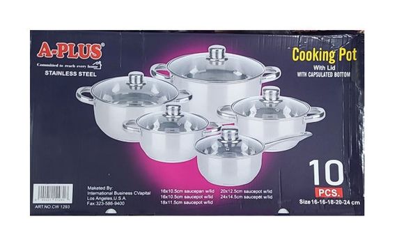 Набор кастрюль с крышками A-Plus 1293 набор кухонный 10 предметов комплект посуды для кухни | Зображення 1