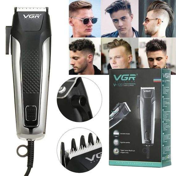 Машинка для стрижки волосся VGR V 120 / Професійна машинка для стрижки + 8 насадок та ножиці