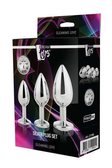 Набор анальных пробок Dream Toys GLEAMING LOVE SILVER PLUG SET sexstyle | Зображення 5