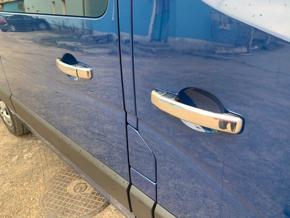 Накладки на ручки (4 шт) 1 отверстие, Carmos - Турецкая сталь для Opel Vivaro 2015-2019 гг | Зображення 2