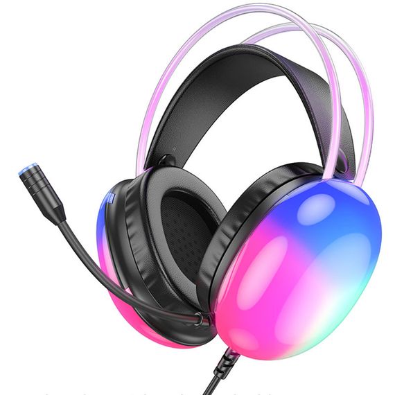 Накладні навушники Hoco W109 Plus Rich USB7.1 channel gaming (USB/2m) Black | Зображення 1