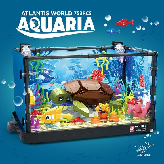 Конструктор A-Toys 7024 "Аквариум с черепахой рыбами и растениями" 753 дет со светом | Зображення 8