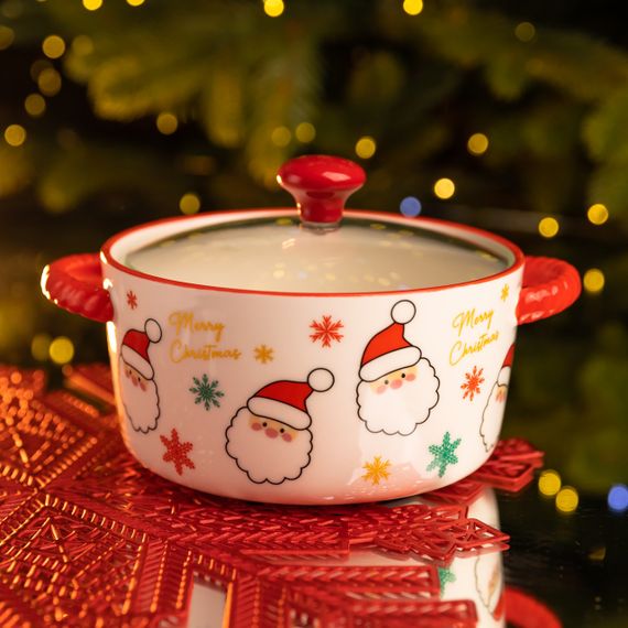 Супниця порцелянова Santa новорічна  800 (мл) з кришкою Yiwu FM-CS-9A | Зображення 1