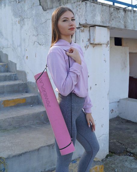 Килимок для йоги та фітнесу PowerPlay 4010 PVC Yoga Mat Рожевий (173x61x0.6) | Зображення 9