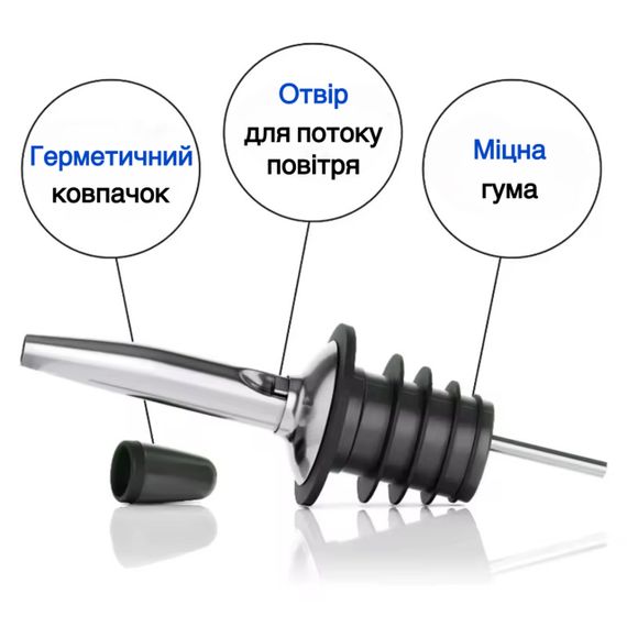 Набір гейзерів дозатор з захисним ковпачком Bar House pourer металеві 4 шт. Сріблястий | Зображення 2