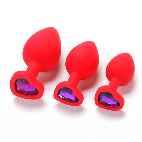 Анальні пробки червоного кольору з віброкулею в комплекті (розмір S, M, L) | Зображення 8
