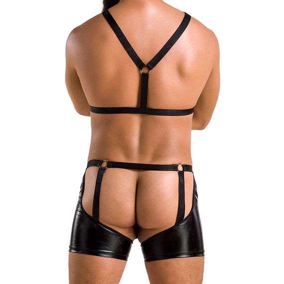 Комплект еротичної чоловічої білизни Passion 047 SET JOHN XXL/XXXL Black, труси, портупея | Зображення 1