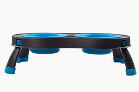 Миска двойная на складной подставке Dexas Double Elevated Feeder, 2 х 240 мл, голубая