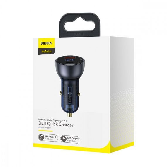 АЗП Baseus Particular Digital Display PPS Dual Quick Charger 65W USB + Type-C | Зображення 1