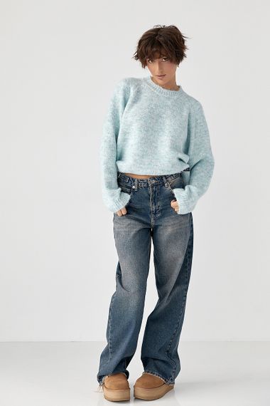 Теплий в'язаний светр oversize - бірюзовий цвет, ONE SIZE (є розміри) | Зображення 2