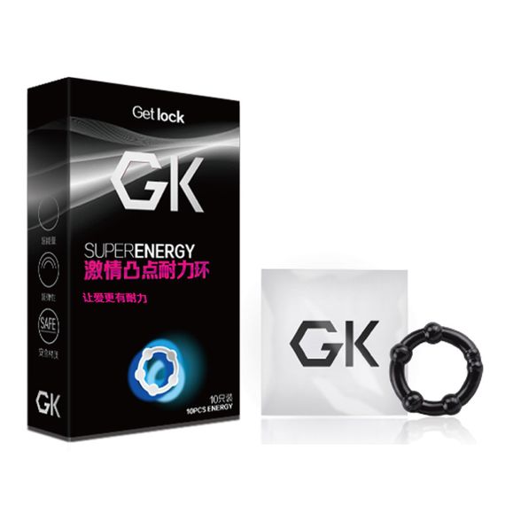 Набор эрекционных колец с бусинами Get Lock Cock Rings, черные, 10 шт. sexstyle