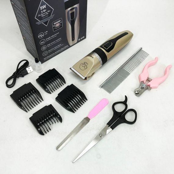 Машинка для стрижки собак и кошек триммер машинки для груминга RAF R.436 набор для стрижки животных OX-55 | Зображення 2