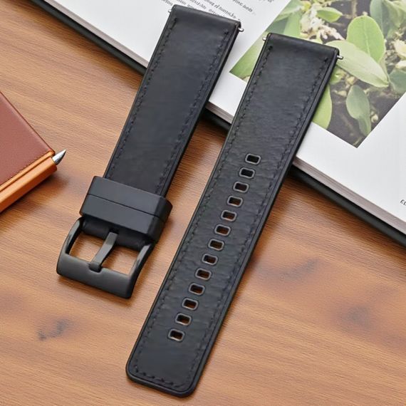 Ремінець Primolux Leather Silicone для годинника Amazfit Active Max / Amazfit Balance 2 - Black | Зображення 1
