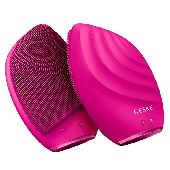 Электронная ультразвуковая щетка для лица GESKE Sonic Facial Brush 5в1 gray, Малиновый | Зображення 5