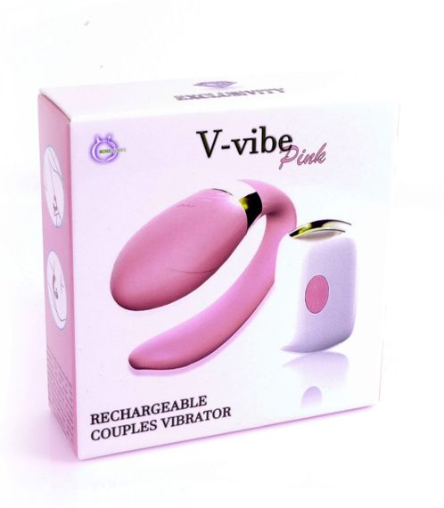Вибромассажер для пар с пультом ДУ - Boss Series V-Vibe Pink USB 7 Function, BS6200001 sexstyle | Зображення 14