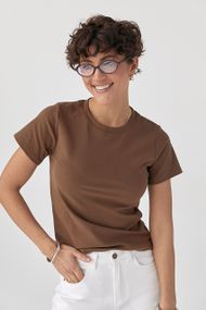 Однотонна жіноча еластична футболка - коричневий цвет, ONE SIZE (є розміри)