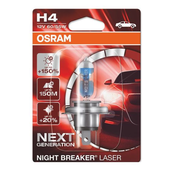 Галогеновая лампа OSRAM H4 64193NL-01B Night Breaker LASER NG +150% 60/55W 12V P43T (1 шт) | Зображення 1
