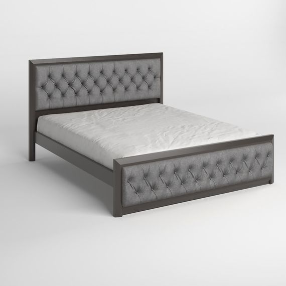 Полуторне дерев&#039;яне ліжко Mebigrand Барселона Б3 Графітовий (RAL9011)/Аляска 93 (Сірий) 120х190 см (MBG-13792) | Зображення 1