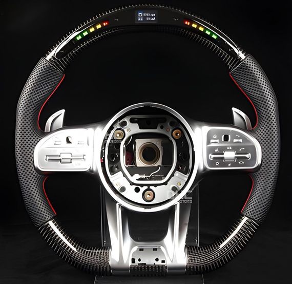 Руль AMG 2018-Style (Карбон, LED, 3pin) для Mercedes GLA X156 2014-2019 гг