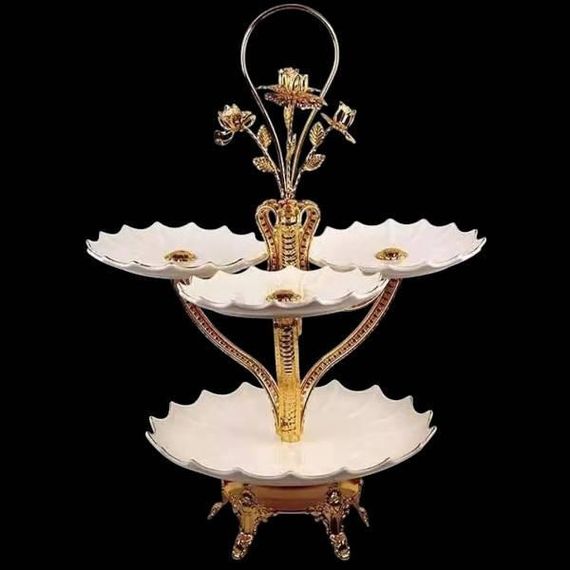 Піднос-цукерниця (4 тарілки, білі) для фруктів та солодощів WL707-10