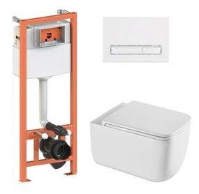 Набір Qtap Nest 4 в 1 підвісний унітаз Gemini Ultra Quiet 530х365х373 + комплект інсталяції QT2533076EUQW46159