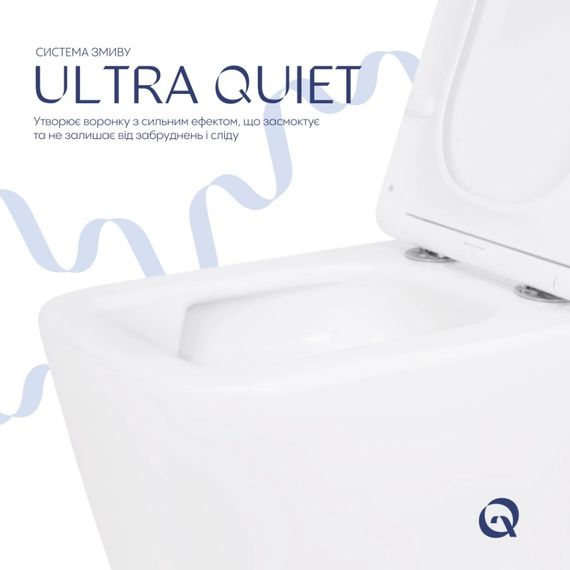 Унітаз підвісний Qtap Crow Ultra Quiet White, з сидінням Slim Duroplast/ Soft-close/ Quick Release QT05335172W | Зображення 6