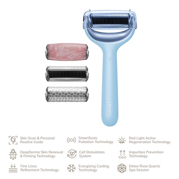 Ролер для голкової мезотерапії обличчя та тіла GESKE MicroNeedle Face&Body Roller 9в1 aquamarine | Зображення 1