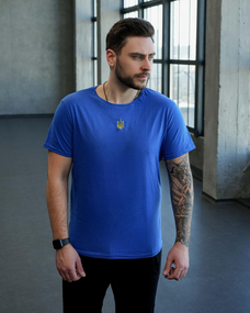 Футболка тризуб синий S XL