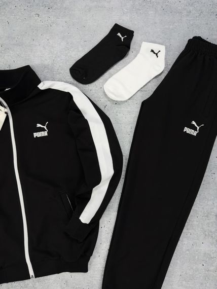 Костюм Puma лампас кофта штани чорний + 2 пари шкарпеток у подарунок | Зображення 5