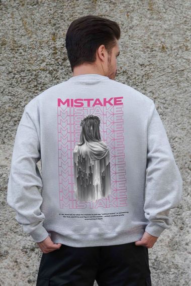 Утеплений оверсайз світшот на флісі з принтом Without Mistake Gray