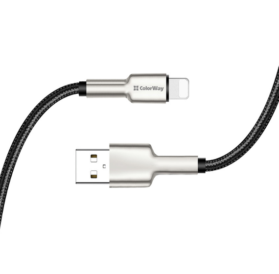 Кабель USB Lightning ColorWay CW-CBUL046-BK 2,4A 1м чорний | Зображення 2