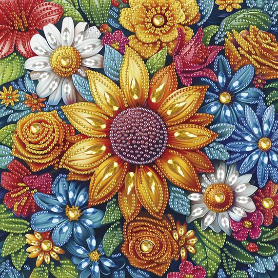 Алмазная мозаика "Цветы" BH030 неполная выкладка 25х25 см