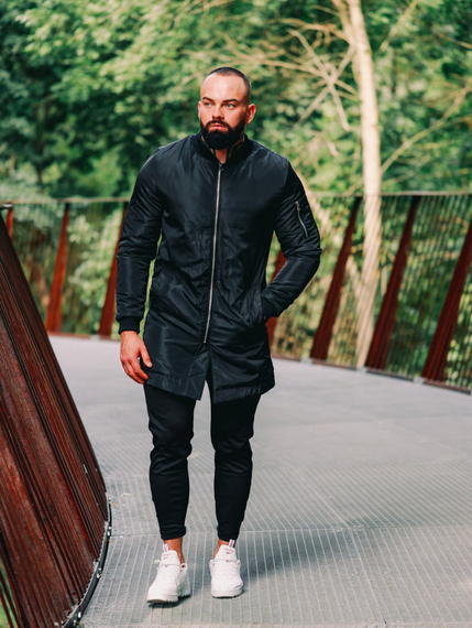 Бомбер Плащ чёрный S M | Зображення 8